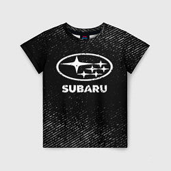 Детская футболка Subaru с потертостями на темном фоне