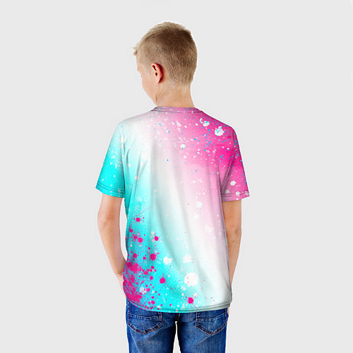 Детская футболка Manchester City neon gradient style: надпись, симв / 3D-принт – фото 4