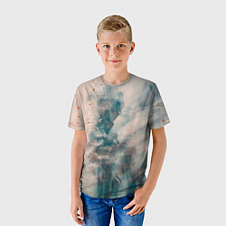 Футболка детская Абстрактные синие и белые краски, цвет: 3D-принт — фото 2