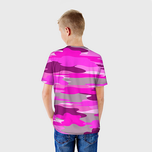 Детская футболка Абстракция милитари ярко розовый / 3D-принт – фото 4