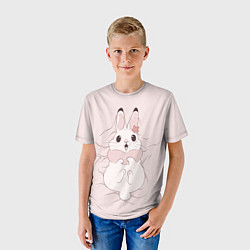 Футболка детская Милый кролик на розовом, цвет: 3D-принт — фото 2