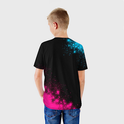 Детская футболка Liverpool - neon gradient: надпись, символ / 3D-принт – фото 4
