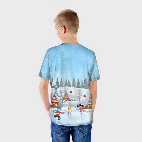 Детская футболка Счастливый новогодний зайчик / 3D-принт – фото 4
