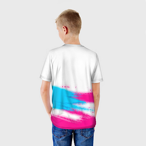Детская футболка Liverpool neon gradient style: символ сверху / 3D-принт – фото 4