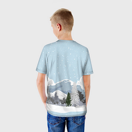 Детская футболка Снежные горы - с Новым Годом! / 3D-принт – фото 4