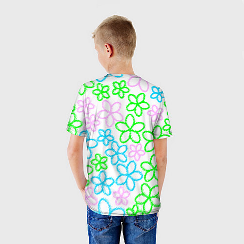 Детская футболка Цветочные узоры - паттерн / 3D-принт – фото 4