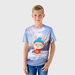 Футболка детская Зайчик чистит снег, цвет: 3D-принт — фото 2