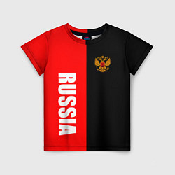 Детская футболка Россия: Черно-красный