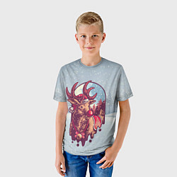 Футболка детская Олень Новогодний, цвет: 3D-принт — фото 2