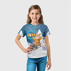 Футболка детская Зайчик на санках 2023, цвет: 3D-принт — фото 2