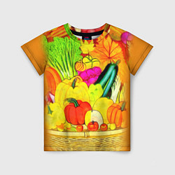 Детская футболка Плетеная корзина, полная фруктов и овощей