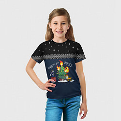 Футболка детская Тигр передаёт кролику год, цвет: 3D-принт — фото 2