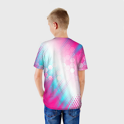 Детская футболка BMW neon gradient style: надпись, символ / 3D-принт – фото 4