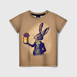 Детская футболка Кролик в костюме с подарком