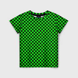 Футболка детская Зелёная шахматка - паттерн, цвет: 3D-принт