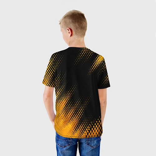 Детская футболка Goblin Slayer - gold gradient: надпись, символ / 3D-принт – фото 4