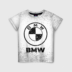 Детская футболка BMW с потертостями на светлом фоне