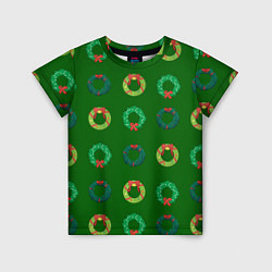 Детская футболка Зеленые рождественские венки омелы