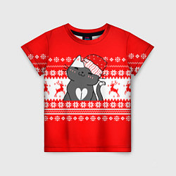 Детская футболка Котик новогодний - Свитер с оленями