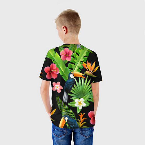 Детская футболка Тропический паттерн с туканом / 3D-принт – фото 4