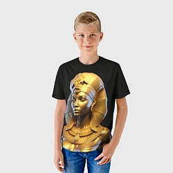 Футболка детская Нейросеть - золотая египетская богиня, цвет: 3D-принт — фото 2