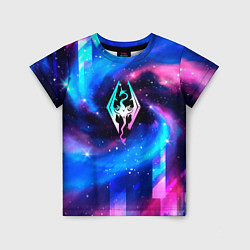 Детская футболка Skyrim неоновый космос
