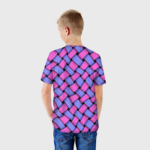 Детская футболка Фиолетово-сиреневая плетёнка - оптическая иллюзия / 3D-принт – фото 4