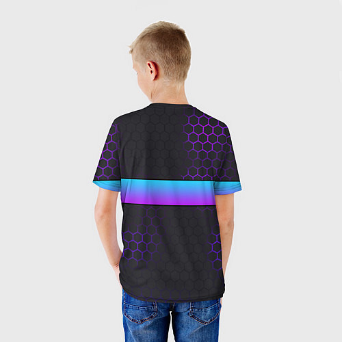 Детская футболка Лёня всегда прав - неоновые соты / 3D-принт – фото 4