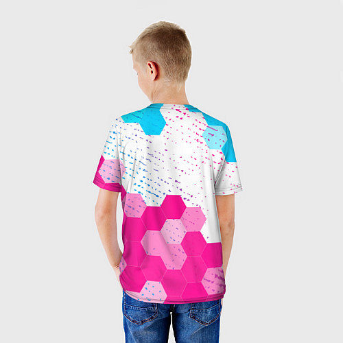 Детская футболка Roblox neon gradient style: символ сверху / 3D-принт – фото 4
