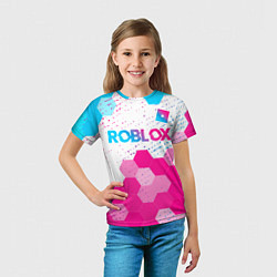 Футболка детская Roblox neon gradient style: символ сверху, цвет: 3D-принт — фото 2