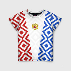 Детская футболка Russia sport ромбы и герб