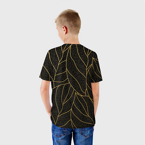 Детская футболка Золотые листья градиент / 3D-принт – фото 4