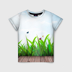 Футболка детская Летняя трава и бабочки, цвет: 3D-принт