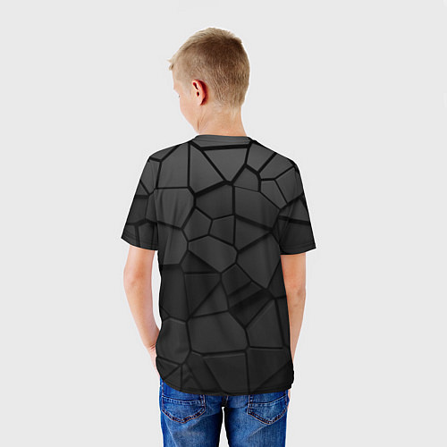 Детская футболка Черные стальные плиты / 3D-принт – фото 4