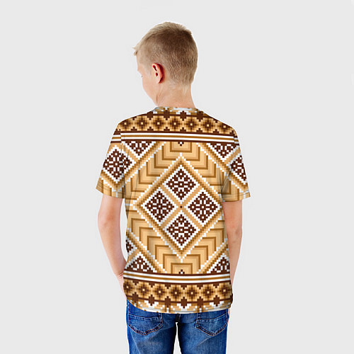 Детская футболка Индейский пиксельный орнамент / 3D-принт – фото 4