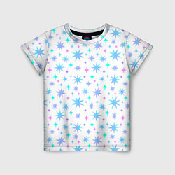 Детская футболка Разноцветные звезды на белом фоне
