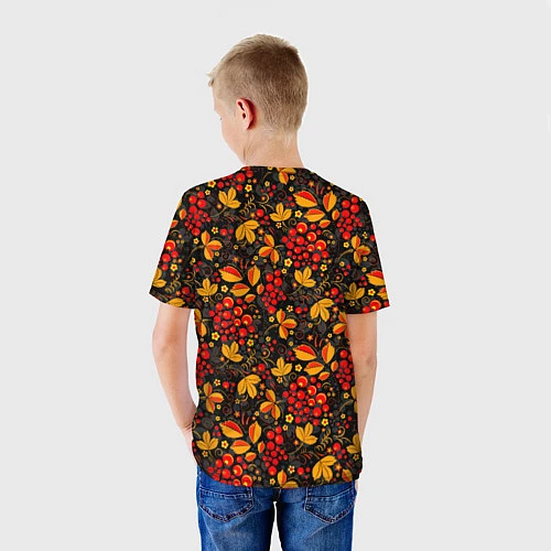 Детская футболка Красная рябина хохломой / 3D-принт – фото 4