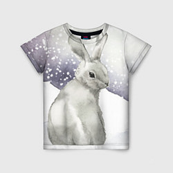 Детская футболка Милый кролик на снегу
