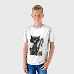 Футболка детская Лохматый котофей, цвет: 3D-принт — фото 2