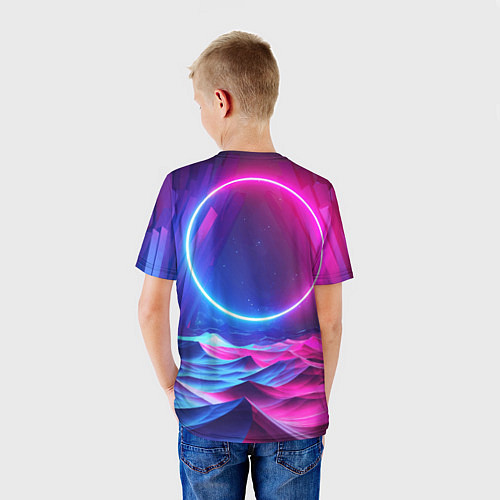 Детская футболка Круг и разноцветные кристаллы - vaporwave / 3D-принт – фото 4