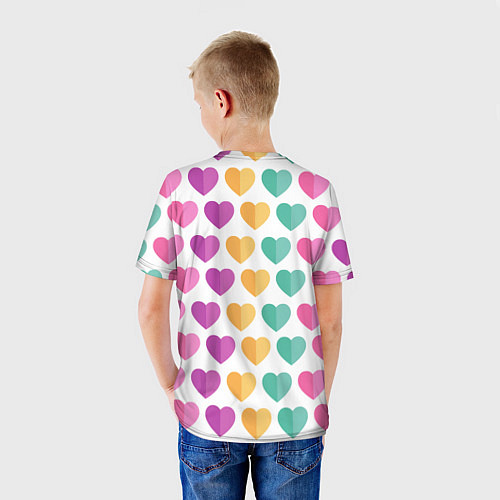 Детская футболка Яркие сердечки / 3D-принт – фото 4