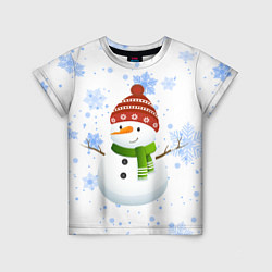 Детская футболка Снеговик со снежинками