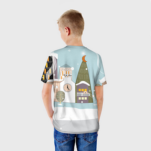 Детская футболка Зайчиха на роликах на фоне елочки / 3D-принт – фото 4