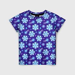 Детская футболка Снежинки со звездами в синем небе