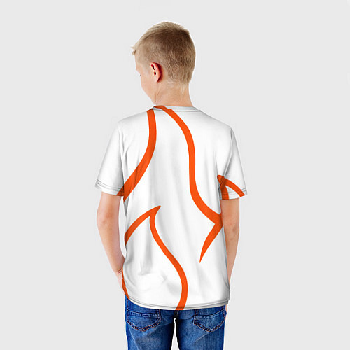 Детская футболка Огненные красные полосы / 3D-принт – фото 4