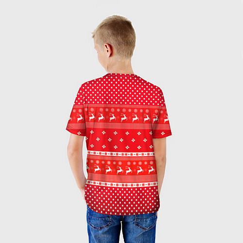 Детская футболка Праздничный красный свитер / 3D-принт – фото 4