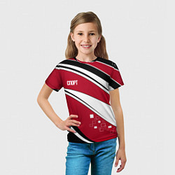 Футболка детская Красно черная абстракция на белом спорт, цвет: 3D-принт — фото 2