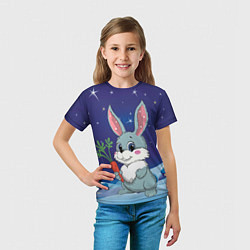 Футболка детская Кролик с морковкой, цвет: 3D-принт — фото 2