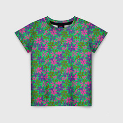 Детская футболка Яркий неоновый цветочный узор