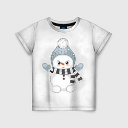 Детская футболка Милый снеговик и снежинки